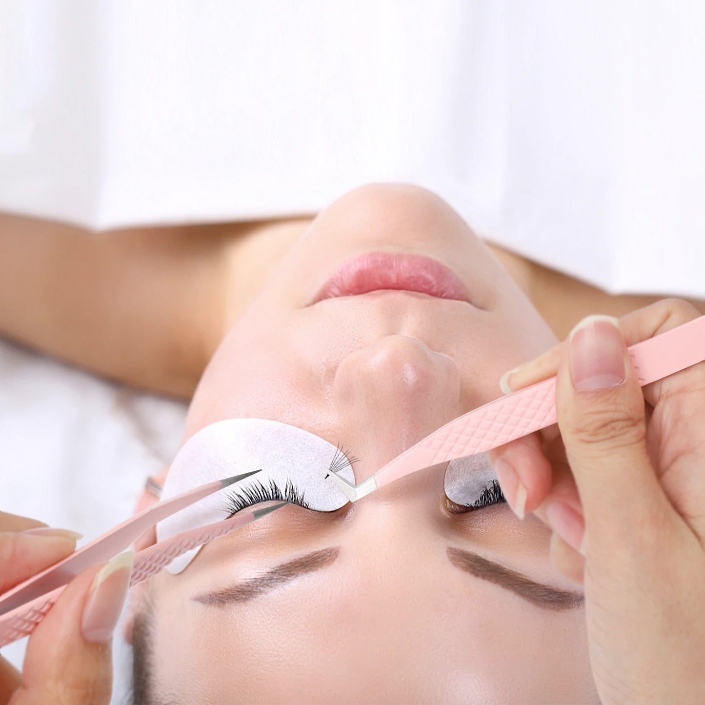 Pink Stainless Steel Tweezers for Eyelashes